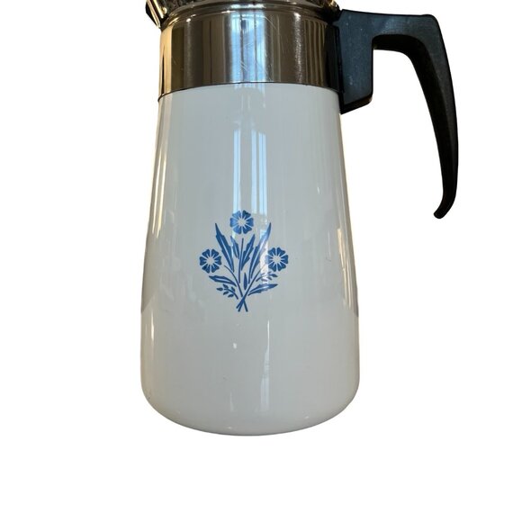CorningWare 9 Cup Stove Top Percolator Cornflower Pattern Coffee Pot - Picture 5 of 15